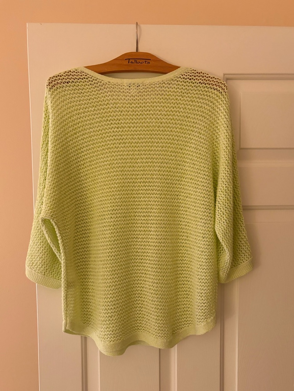 J. Jill Light Lemon Lime Open-Weave Scoop Neck Sweater - Picture 3 of 5